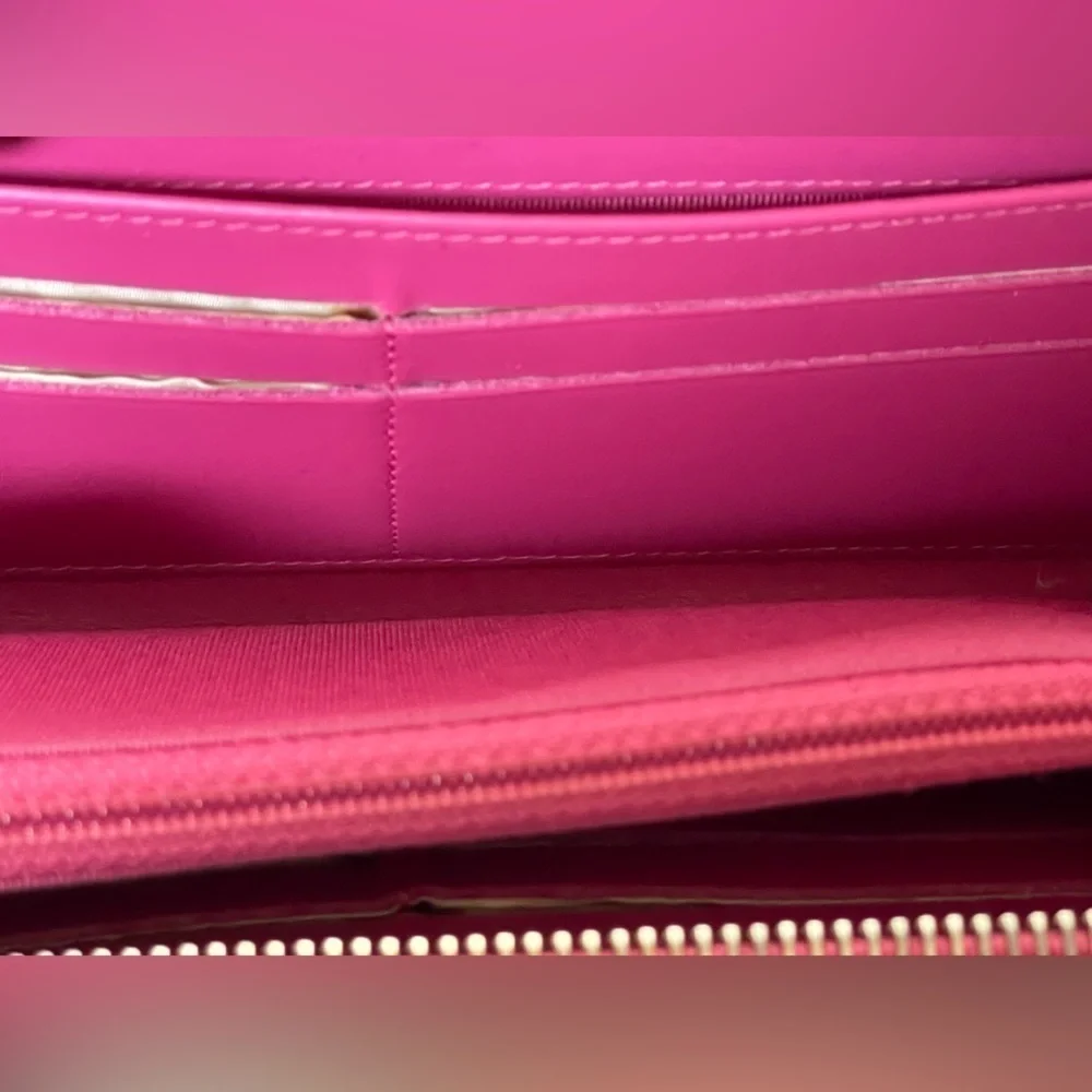 Chanel Pink Caviar Zip Around Quilted Leather Zip Around Long Wallet
